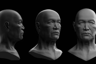 sculpt realistic 3d head bust 3d character modelling 3d face model for 3d print