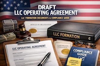 draft llc operating agreement, llc formation documents, provide compliance guide