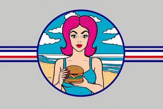 make a modern beachin burgers logo for your business