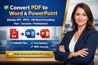 convert PDF to powerpoint, PDF to word, editable PPT, pptx or ms word formatting