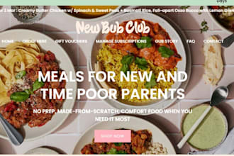 design meal prep shopify store food website catering website