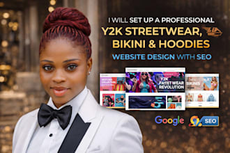 set up a professional website y2k streetwear bikini hoodies website design SEO