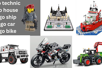 design custom 3d lego ship, car, house, bike, ship,  toys with functioning parts