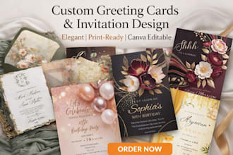 design printable birthday card, wedding invitations, greetings or thank you card