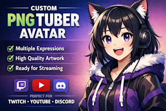 design a custom professional pngtuber avatar for twitch, youtube, and streaming