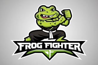 create amazing frog fighter logo with vector design