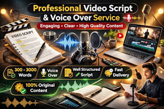 write scripts and provide voiceover for youtube videos