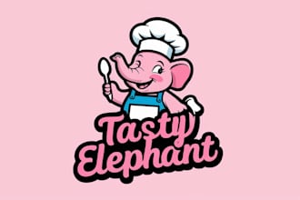 do amazing tasty elephant logo with vector design