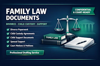 be your lawyer for child custody, divorce paperwork, legal advice and family law