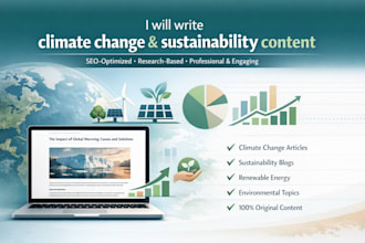 write climate change and sustainability content