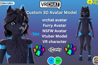 custom vr chat avatar, vr character, vrc avatar, vrchat, 3dmodel design in vroid