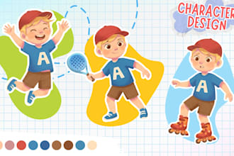 create kids character design for children book illustration