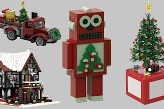 design a custom christmas lego moc bike ship car with pdf building instruction