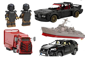 design custom lego technic bike, car, house, ship, moc with editable file