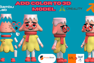 color your 3d model and slice stl for bambu lab printer