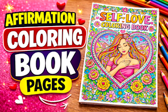 create self love affirmation coloring book pages for amazon kdp