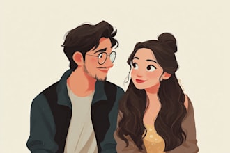 turn your photo into disney couple cartoon art