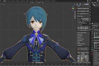 credit or fix 3d character, weight paint, mmd, vrchat, vrm, vrchat, sfm, bodyrig