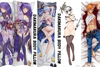 draw your waifu husbando on dakimakura body pillow sfw nsfw art in anime style