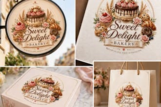 design modern luxury minimalist bakery logo cupcake business BBQ branding shops