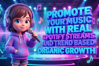 promote your music with real spotify streams and trend based organic growth