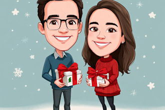 make a christmas cartoon caricature and artworks for you