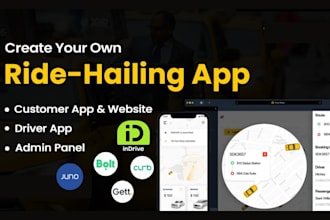 develop taxi booking, ride hailing app or website, like bolt, indrive, uber