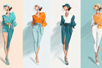 make a digital fashion illustration in my style