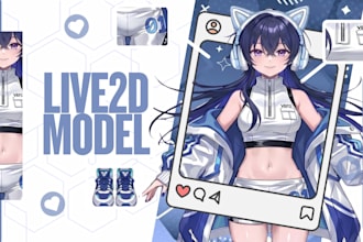 draw professional live2d vtuber model with rigging and expression movement
