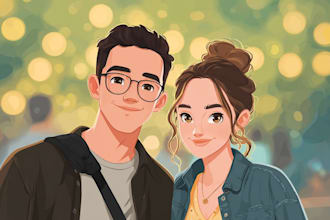 create a custom disney style couple illustration