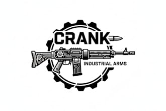 design a powerful machine gun logo for your brand