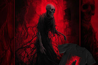 draw horror dark art, tshirt, metal album cover illustration