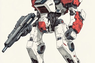 design any type of robot or mecha in lineart