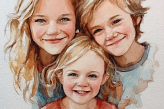 custom watercolor family portrait