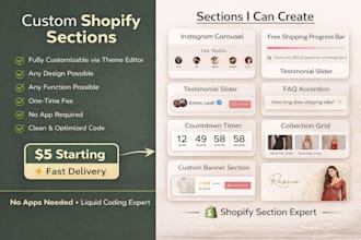 create custom shopify sections or add features to your shopify store