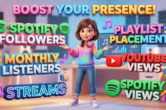 boost spotify followers,monthly listeners,streams,youtube and spotify views