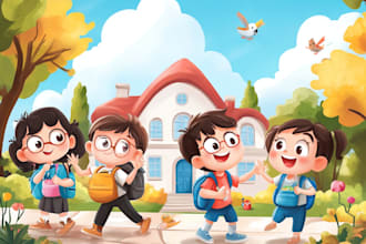 draw custom children book illustration