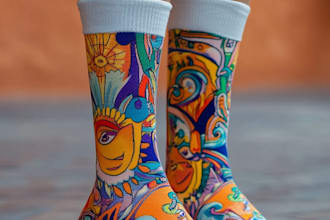 draw a custom and unique socks design art for you