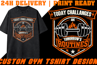 create custom vintage gym t shirt designs for fitness brands
