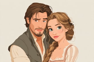 illustrate you and your partner in disney style