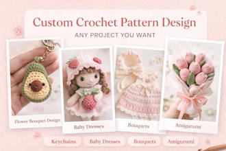 write professional crochet pattern for your design, customize crochet products