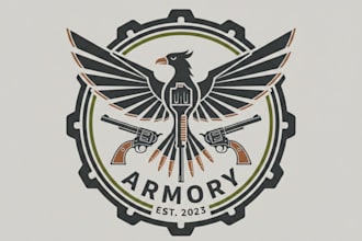 design a powerful gun shop logo for your brand