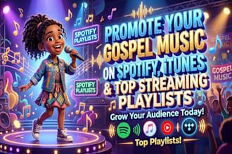 promote your gospel music on spotify, itunes and top streaming playlists