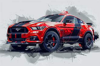 draw your car into vector illustration