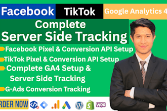 setup ga4 server side, facebook pixel capi, tiktok conversion API by GTM