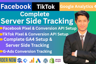 setup ga4 server side, facebook pixel capi, tiktok conversion API by GTM