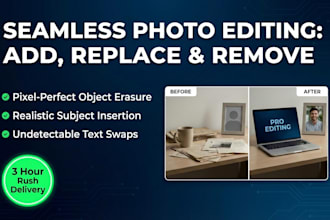 professionally add, remove, replace or change objects, people, text in images