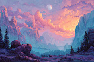 design a gorgeous conceptual fantasy landscape background illustration