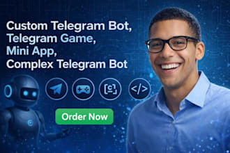 create custom telegram bot, telegram game , mini app , complex telegram bot