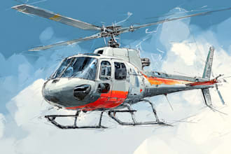 draw aircraft, helicopter, airplane into a vector